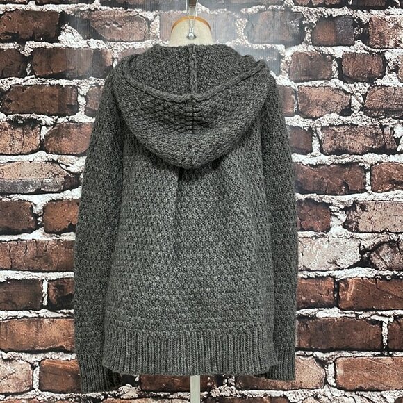 Elisabetta Collection Sweater Cardigan Coatigan Hood Button Knit Gray Size Small - Picture 10 of 16